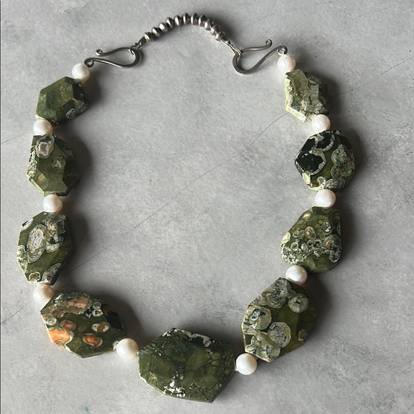 Becky Thatcher Ocean Jasper Stone & Pearl Necklace and Earring Set - Picture 2 of 6